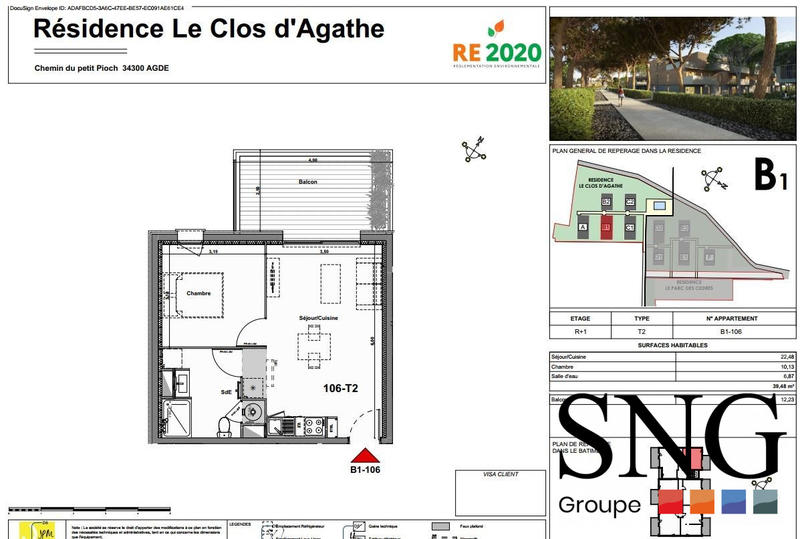 Appartement - 39 m² - 2 pièces