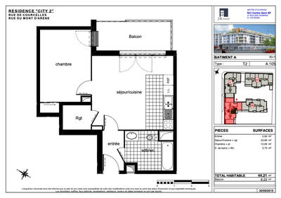 Appartement - 44 m² - 2 pièces