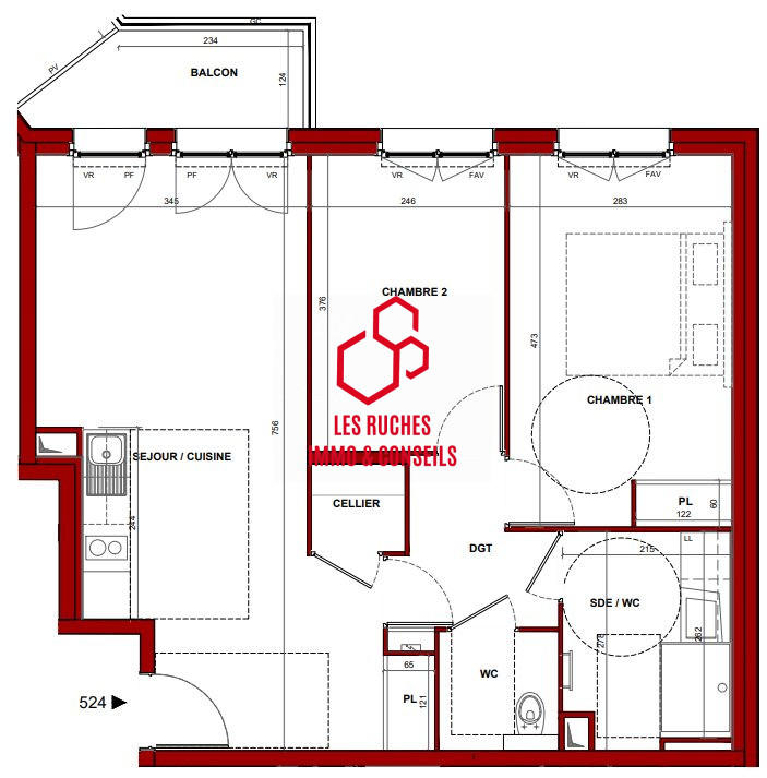Appartement - 61 m² - 3 pièces