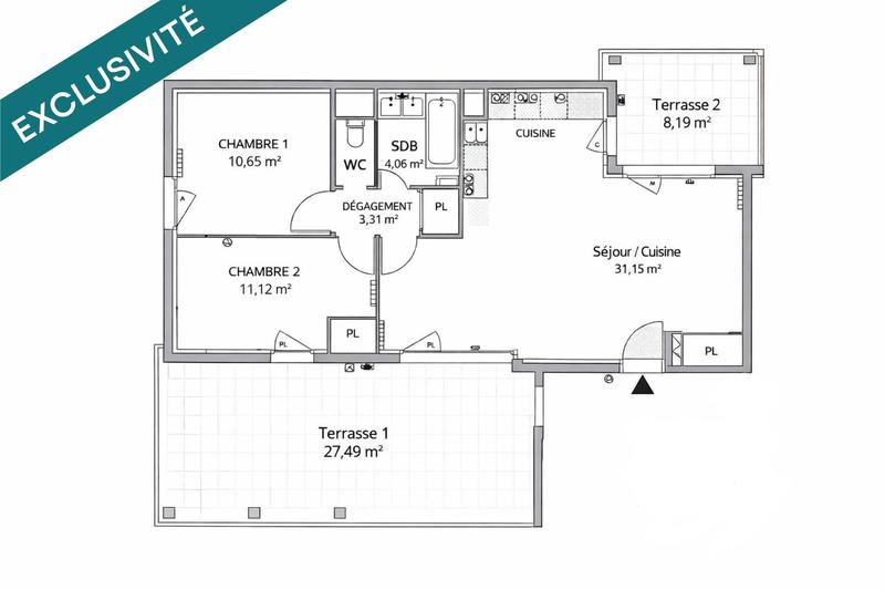 Appartement - 61 m² - 3 pièces