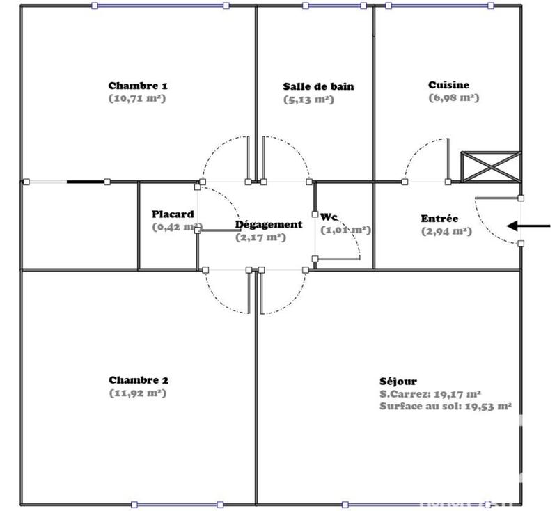 Appartement - 60 m² - 3 pièces