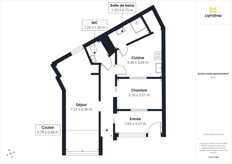 Appartement - 50 m² - 2 pièces