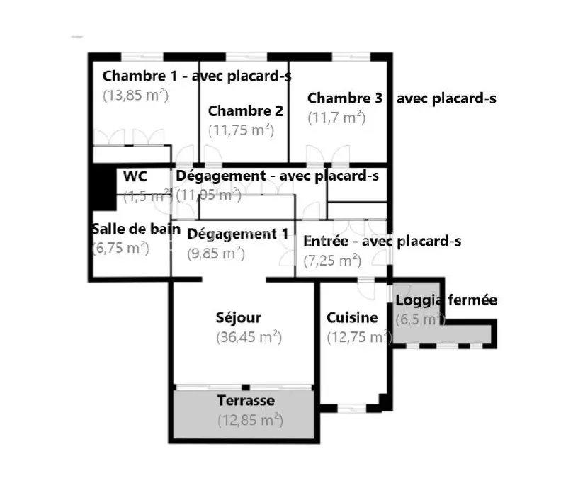 Appartement - 136 m² - 4 pièces