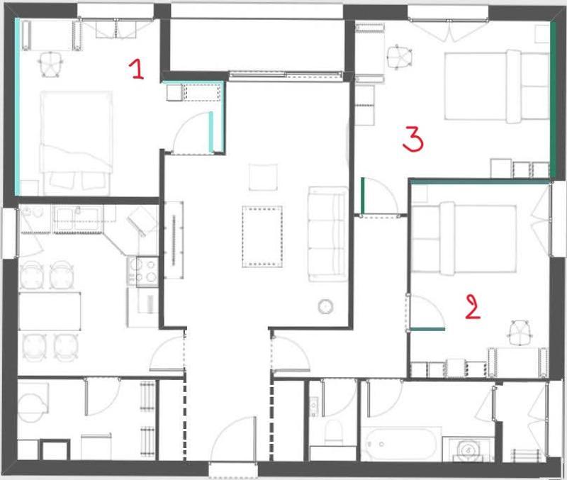 Chambre - 12 m² - 1 pièce