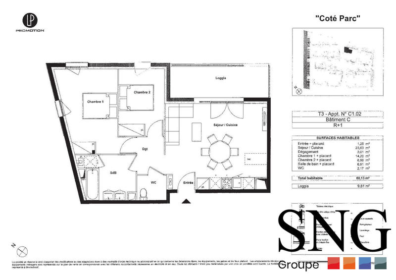 Appartement - 60 m² - 3 pièces