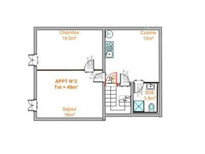 Appartement - 49 m² - 2 pièces