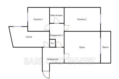 Appartement - 72 m² - 3 pièces