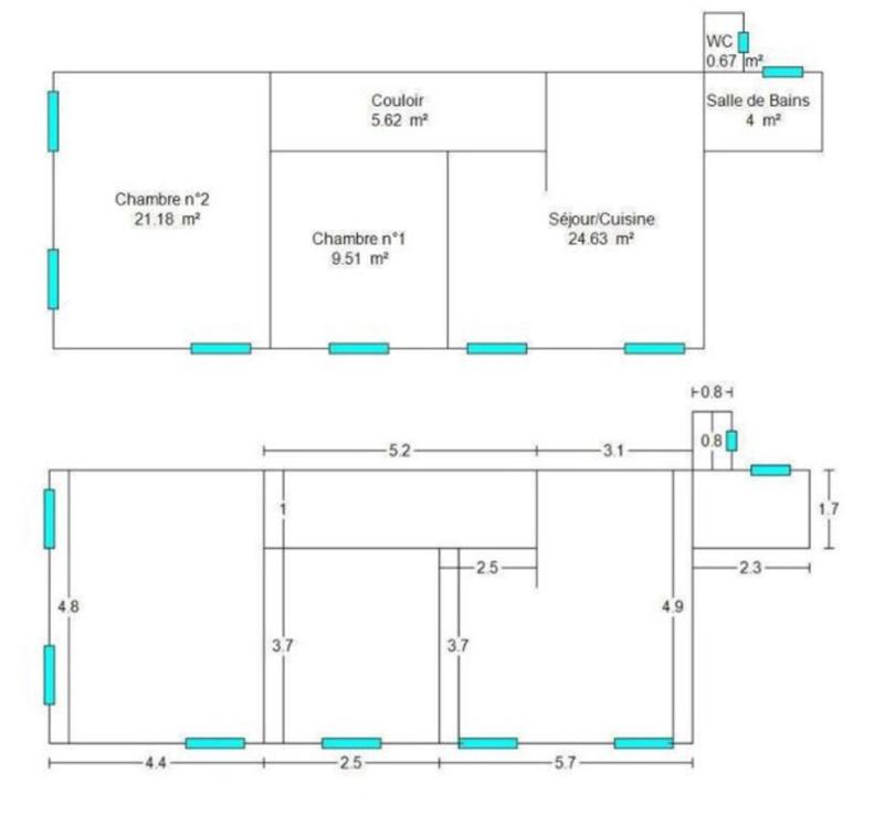 Appartement - 70 m² - 3 pièces