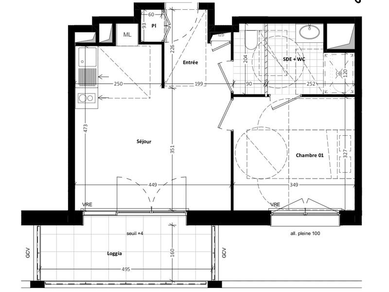 Appartement - 41 m² - 2 pièces