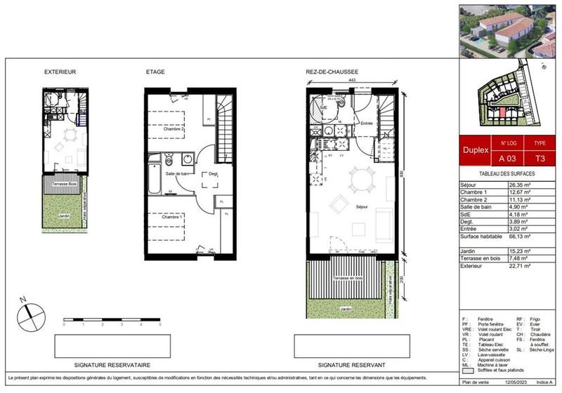 Maison - 66 m² - 3 pièces