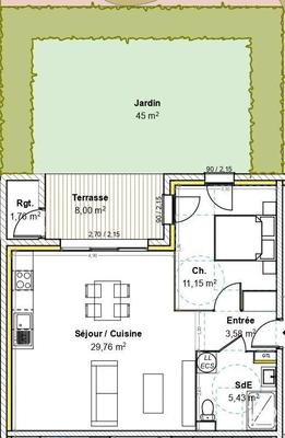 Appartement - 50 m² - 2 pièces