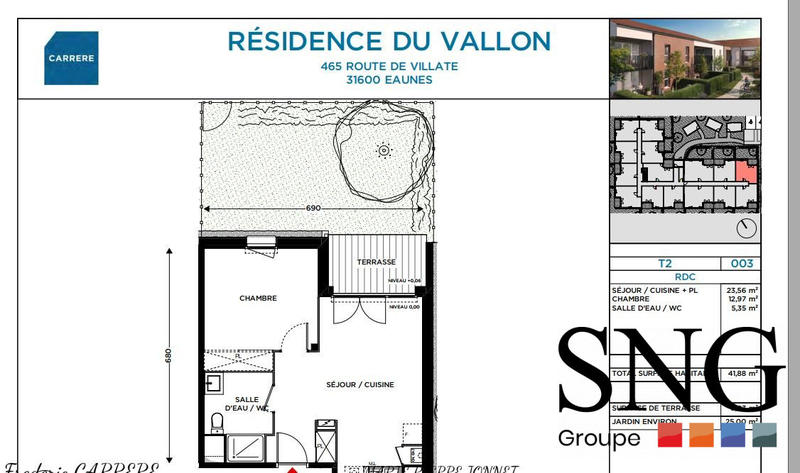 Appartement - 42 m² - 2 pièces