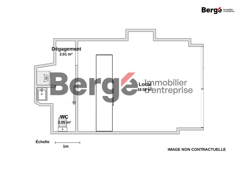 Local commercial - 23 m² - 3 pièces