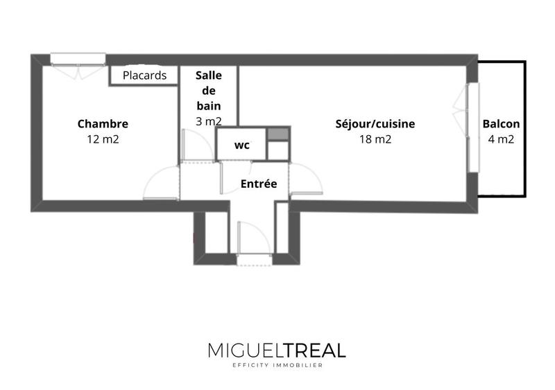 Appartement - 38 m² - 2 pièces