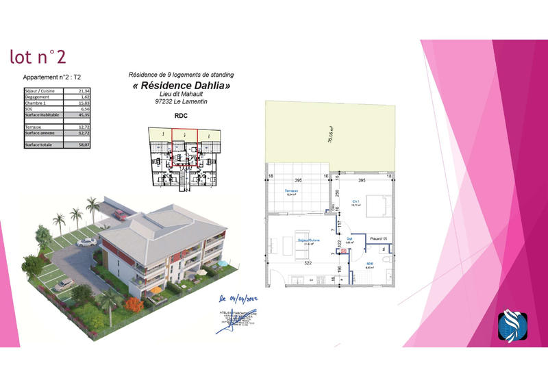 Appartement - 45 m² - 2 pièces