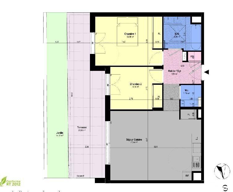 Appartement - 62 m² - 3 pièces