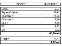 Appartement - 65 m² - 3 pièces