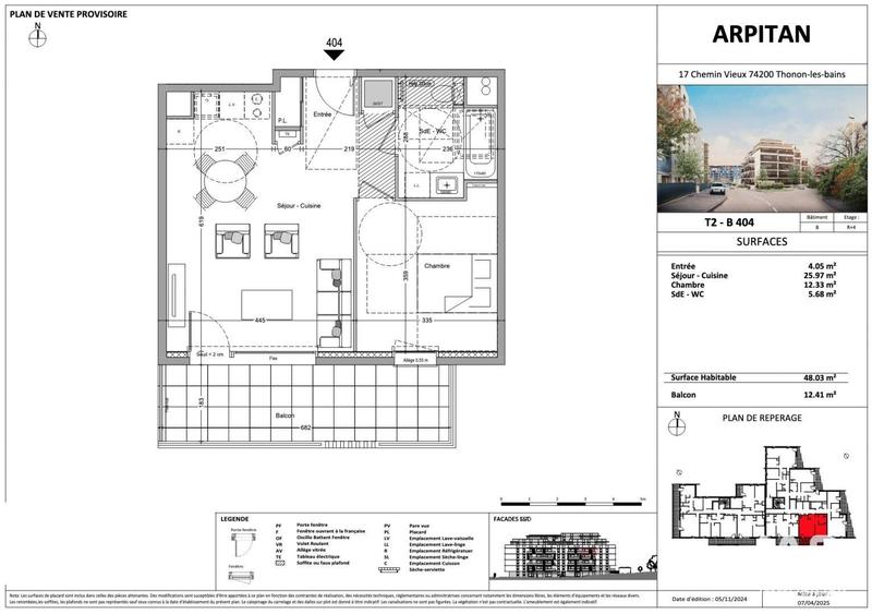 Appartement - 48 m² - 2 pièces