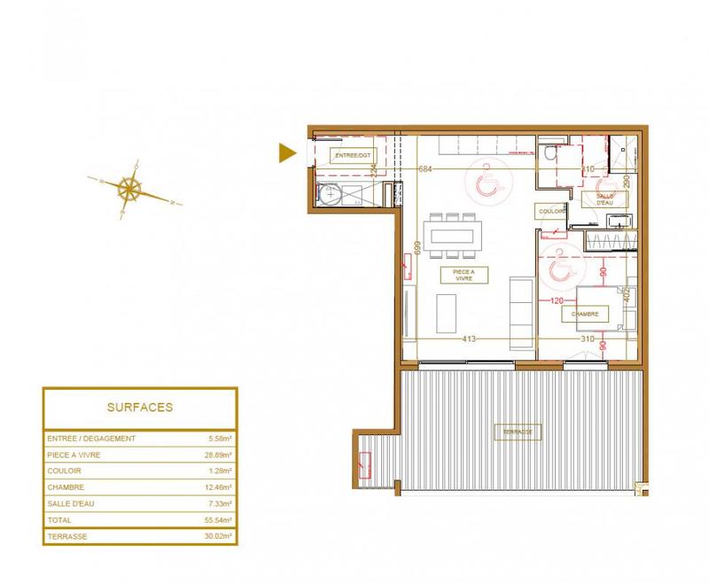 Appartement - 55 m² - 2 pièces