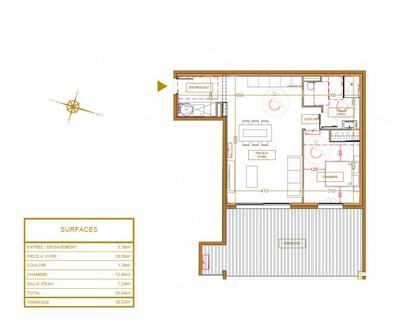 Appartement - 55 m² - 2 pièces