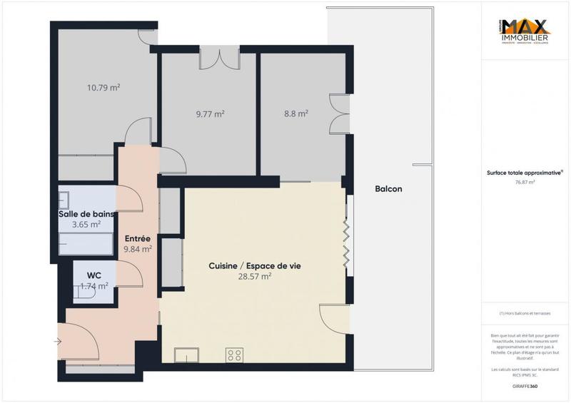 Appartement - 80 m² - 4 pièces