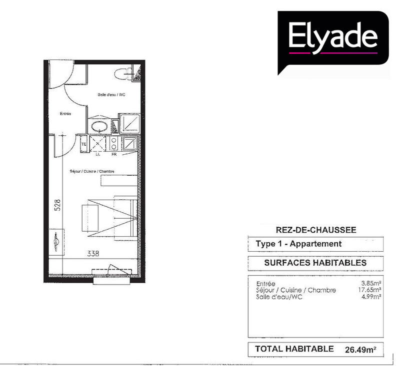 Appartement - 26 m² - 1 pièce