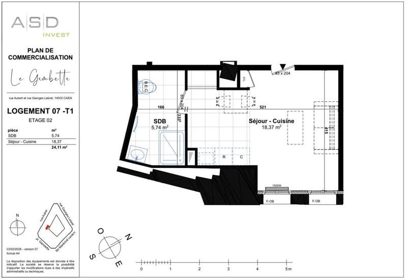 Appartement - 24 m² - 1 pièce