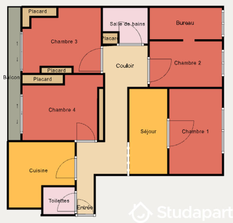 Chambre - 10 m² - 1 pièce