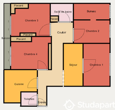 Chambre - 10 m² - 1 pièce