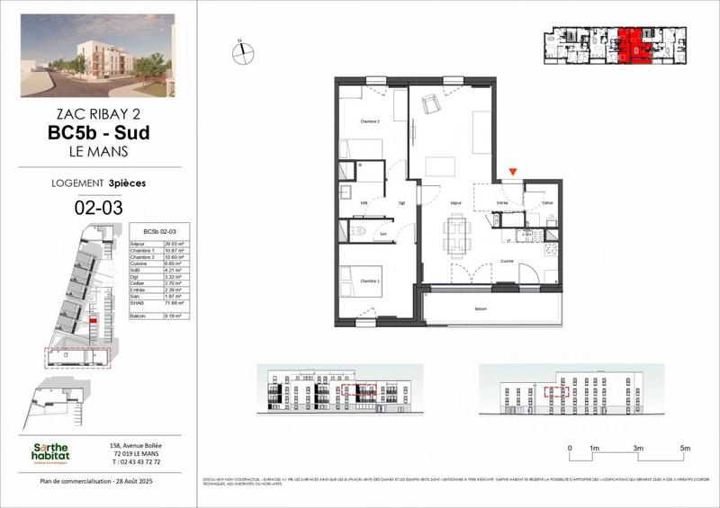Appartement - 71 m² - 3 pièces