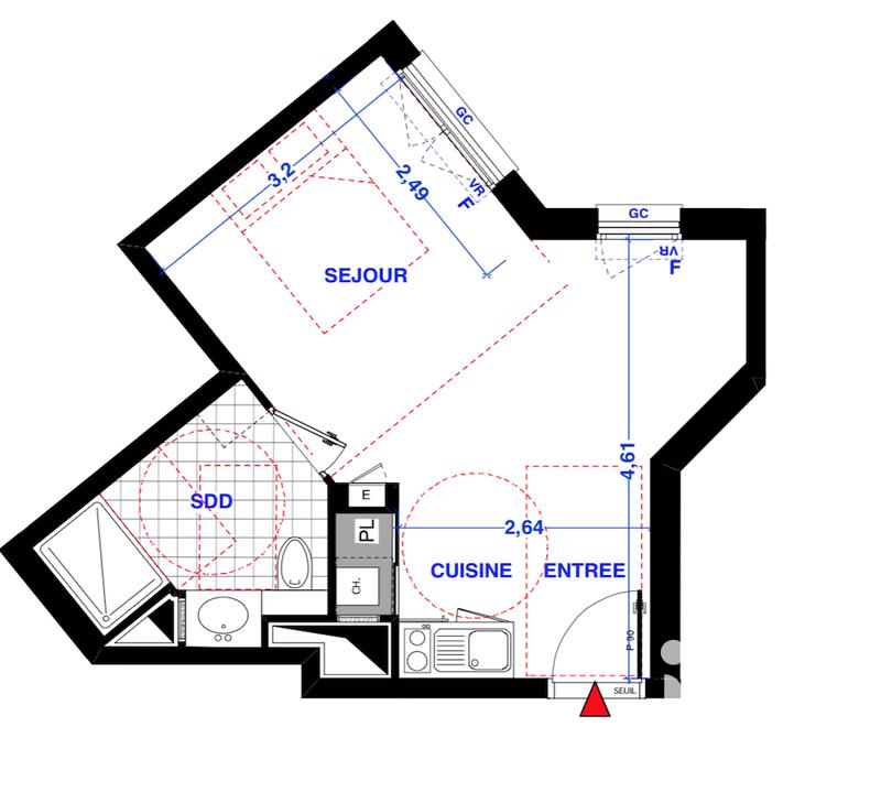 Appartement - 28 m² - 1 pièce