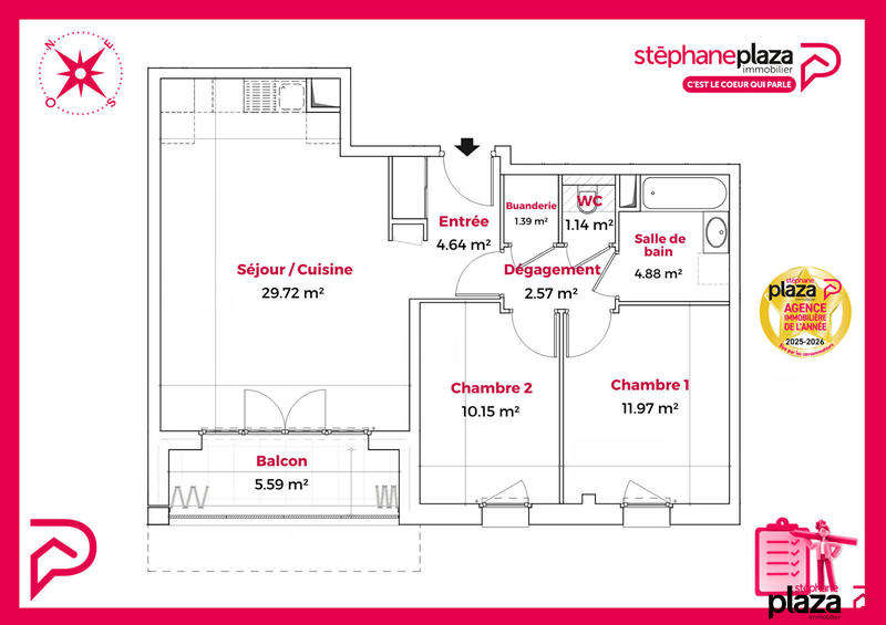 Appartement - 66 m² - 3 pièces