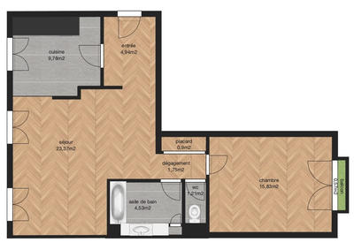 Appartement - 62 m² - 2 pièces