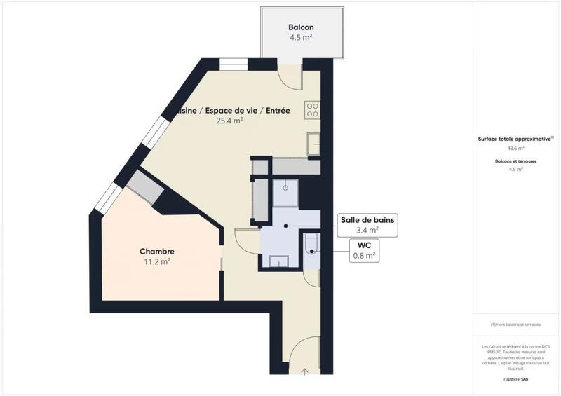 Appartement - 48 m² - 2 pièces