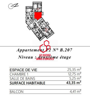 Appartement - 43 m² - 2 pièces