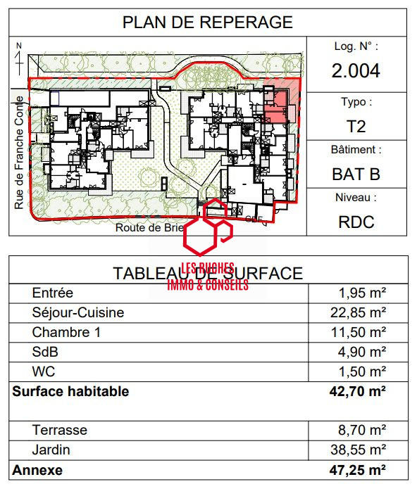 Appartement - 43 m² - 2 pièces