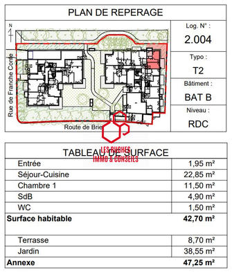 Appartement - 43 m² - 2 pièces