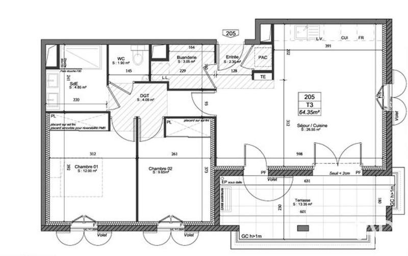 Appartement - 64 m² - 3 pièces