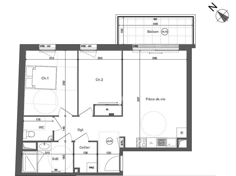 Appartement - 64 m² - 3 pièces