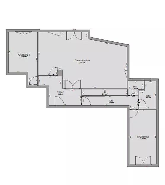 Appartement - 75 m² - 3 pièces