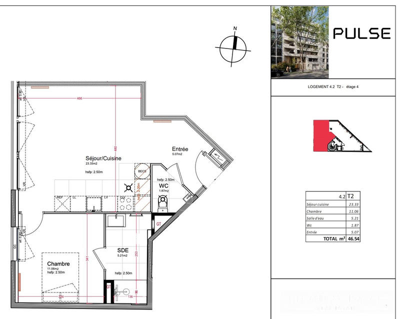 Appartement - 47 m² - 2 pièces