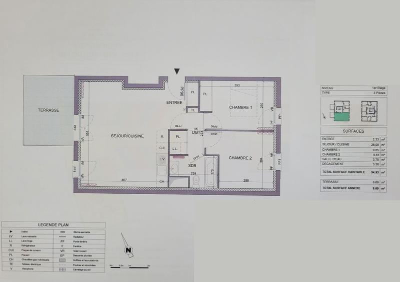 Appartement - 55 m² - 3 pièces