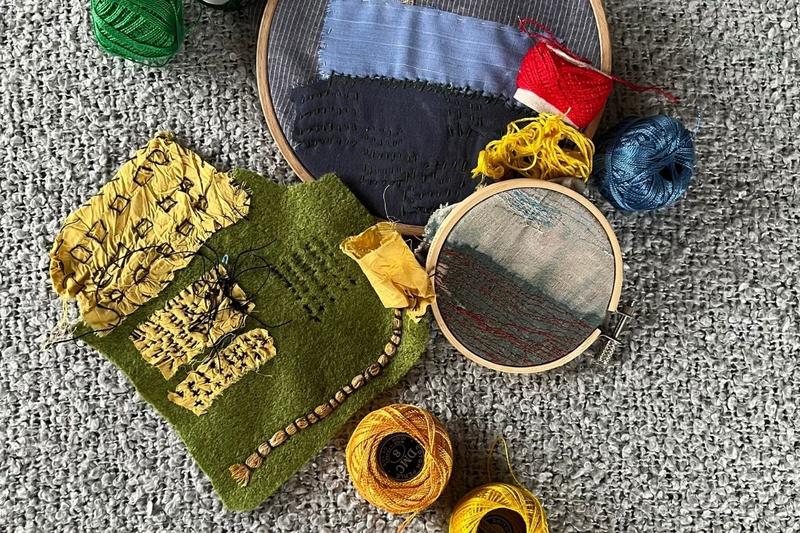 Atelier de broderie : paysages brodés