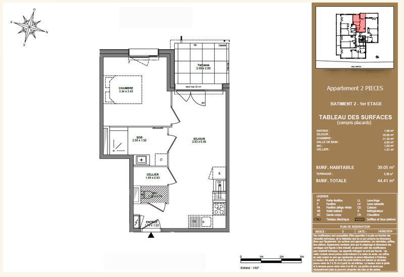 Appartement - 39 m² - 2 pièces
