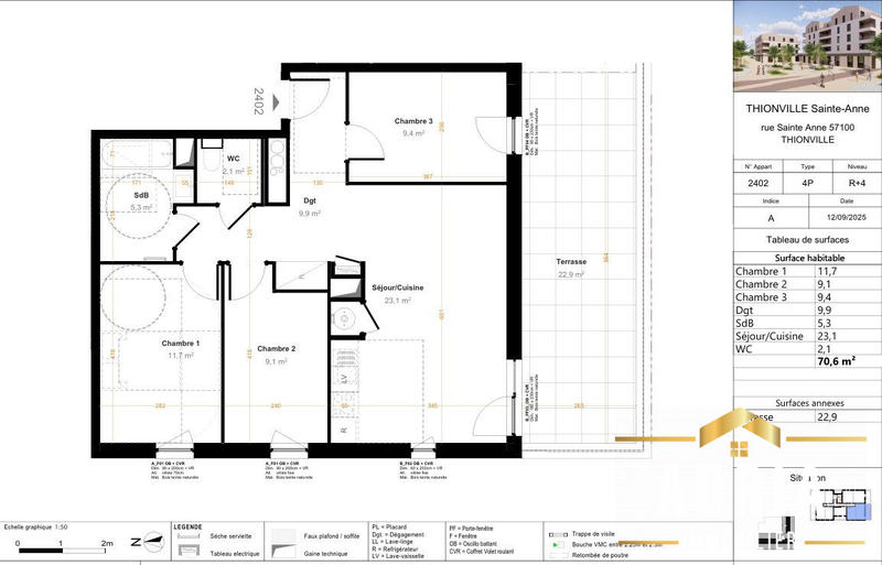 Appartement - 83 m² - 4 pièces