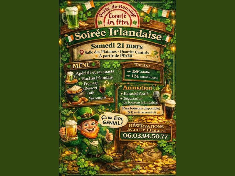Soirée Irlandaise - Comité des fêtes de Porte-de-Benauge
