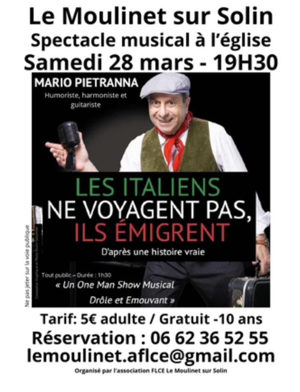 Spectacle musical : "Les italiens ne voyagent pas, ils émigrent"