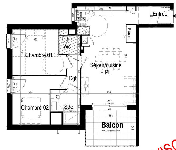 Appartement - 59 m² - 3 pièces