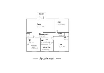Appartement - 56 m² - 3 pièces