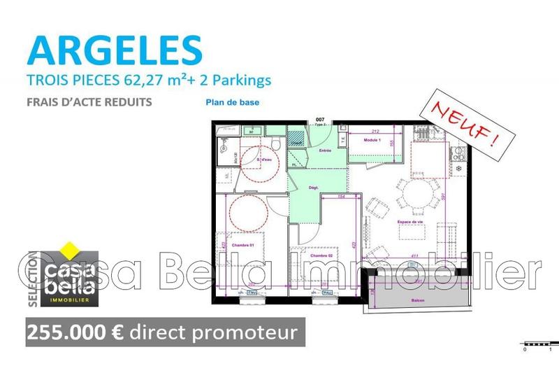 Appartement - 63 m² - 3 pièces